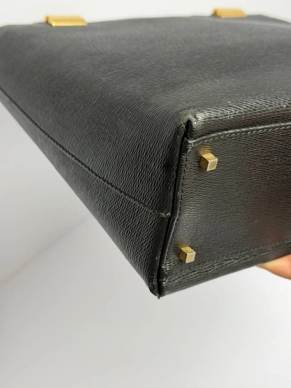 Salvatore Ferragamo Structured Black Leather Handbag